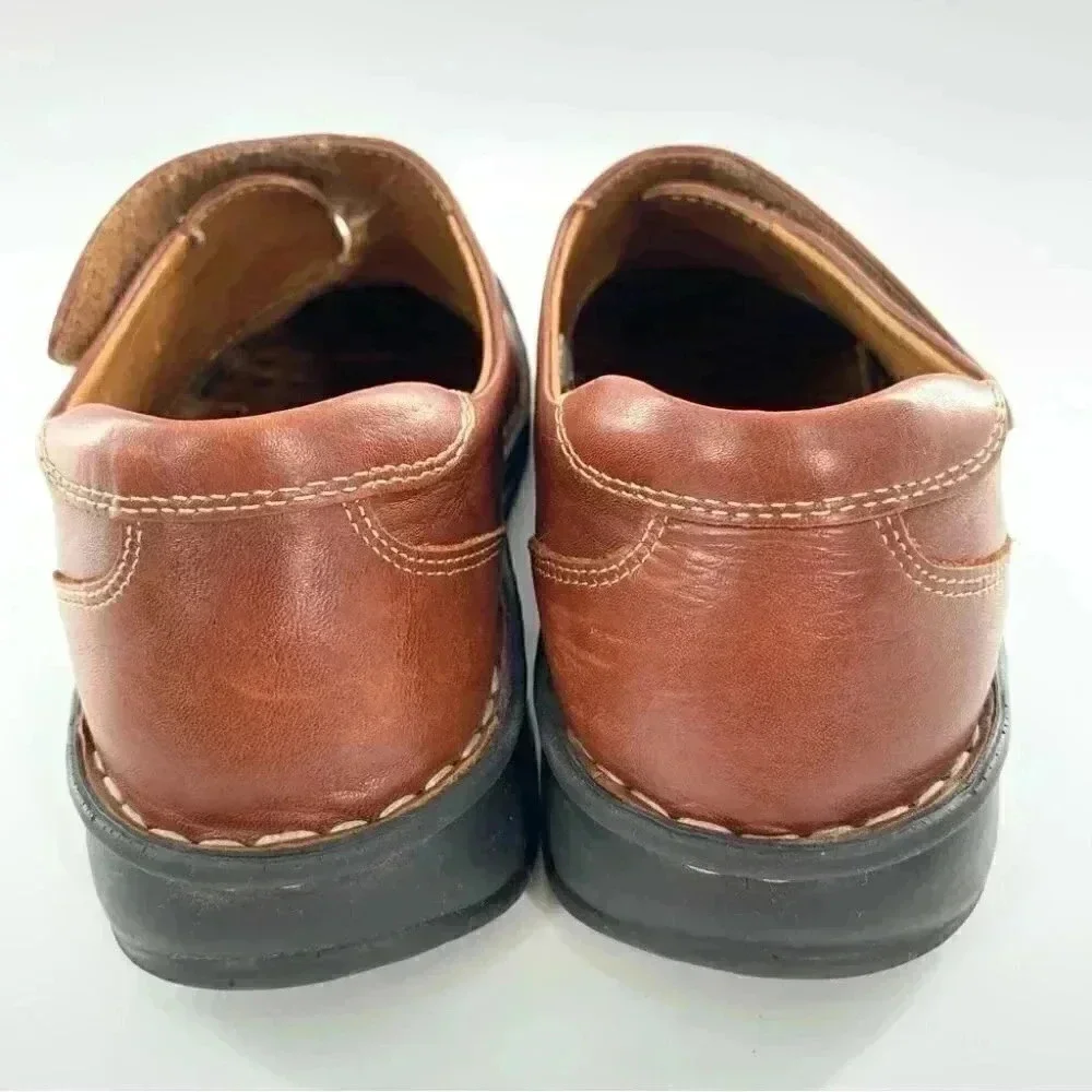 Josef Seibel womens flats 39 8-8.5 brown leather sticky strap walking comfort
